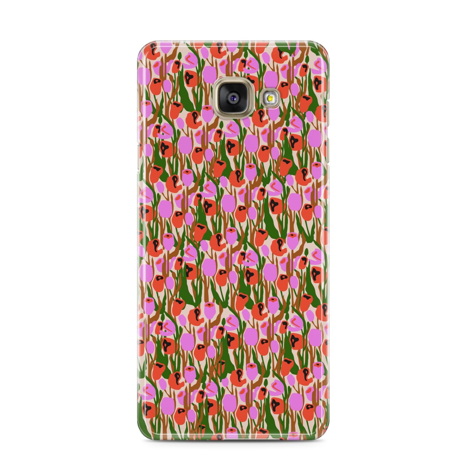 Floral Samsung Galaxy A3 2016 Case on gold phone