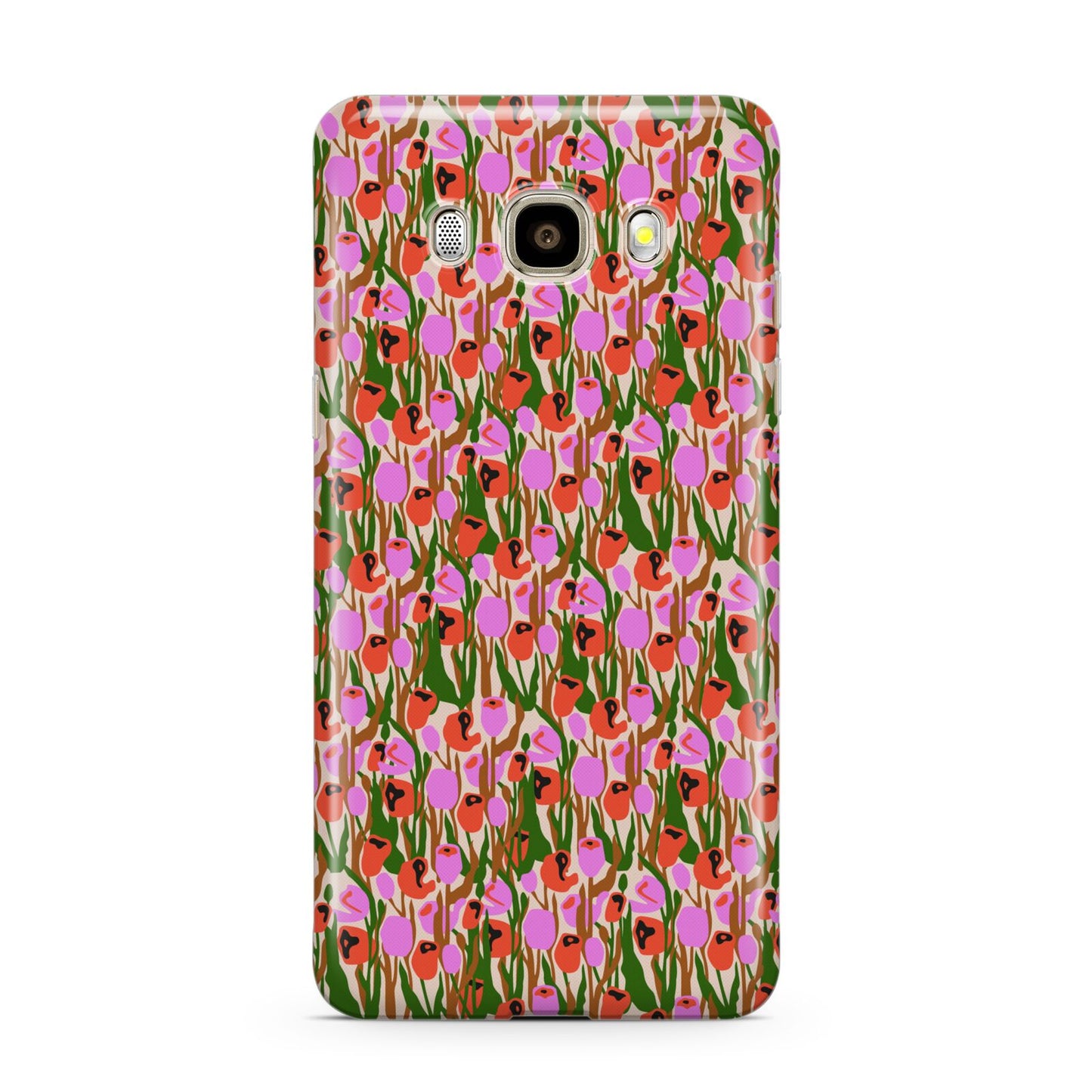 Floral Samsung Galaxy J7 2016 Case on gold phone