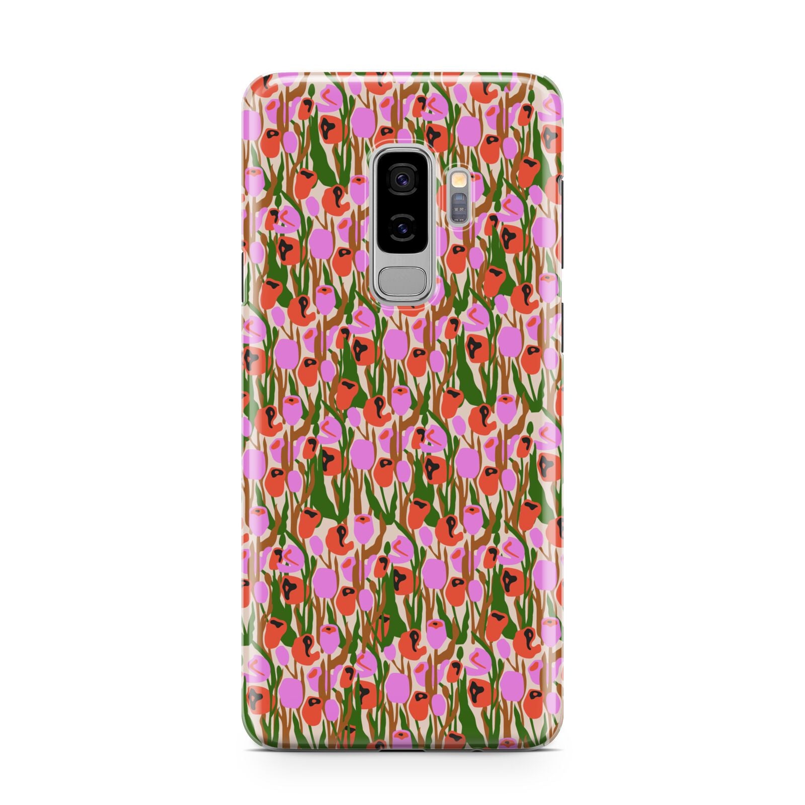 Floral Samsung Galaxy S9 Plus Case on Silver phone