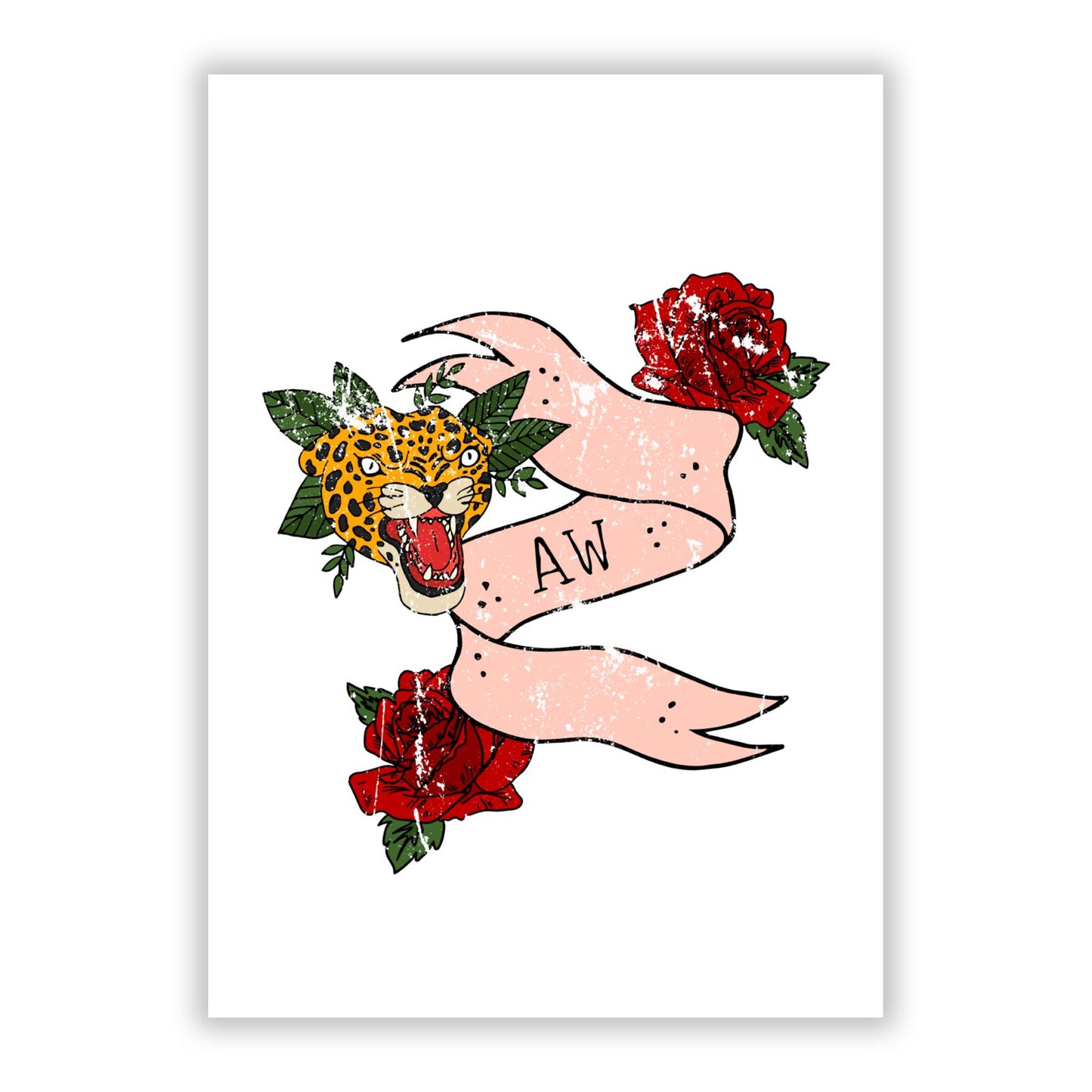 Floral Scroll Custom A5 Flat Greetings Card