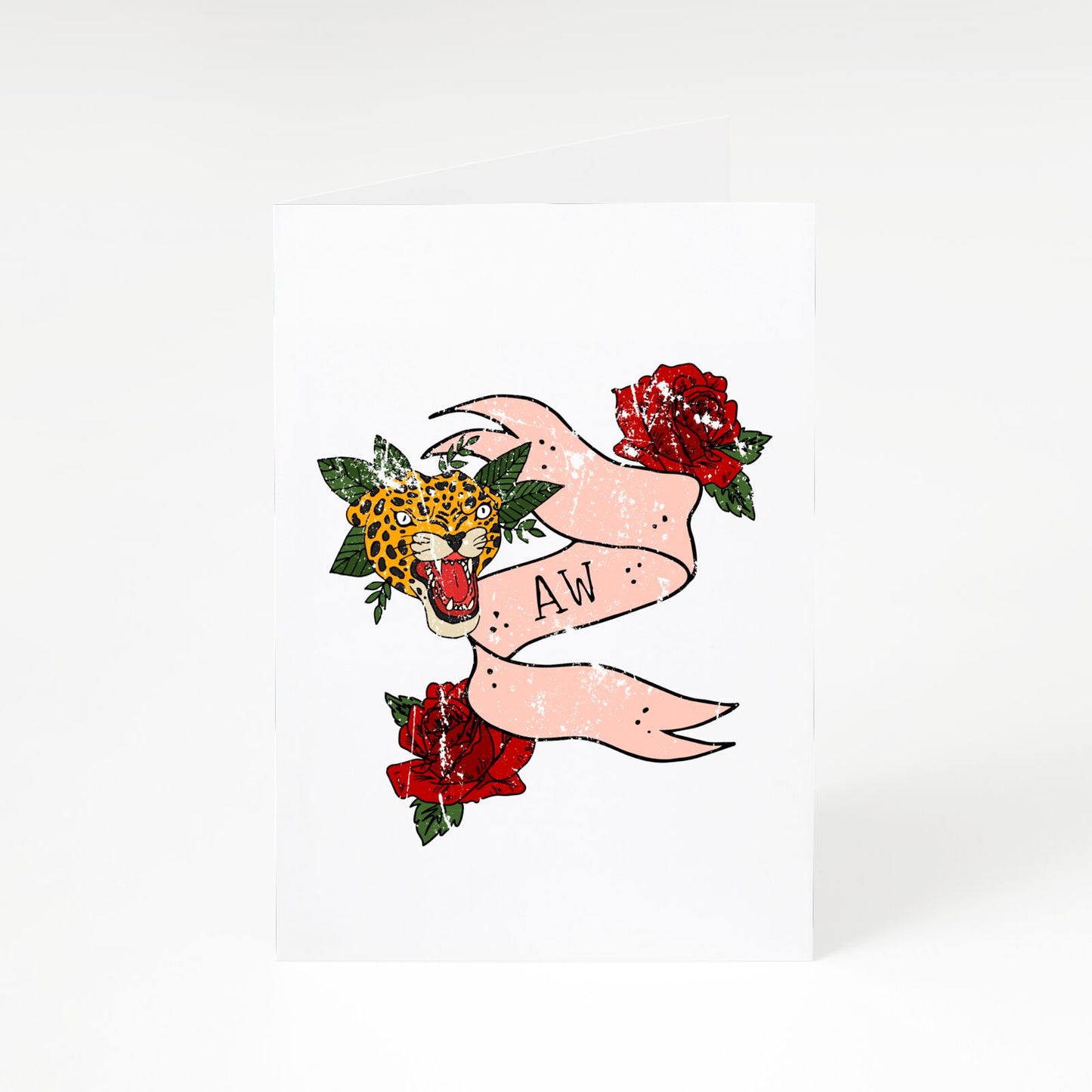 Floral Scroll Custom A5 Greetings Card