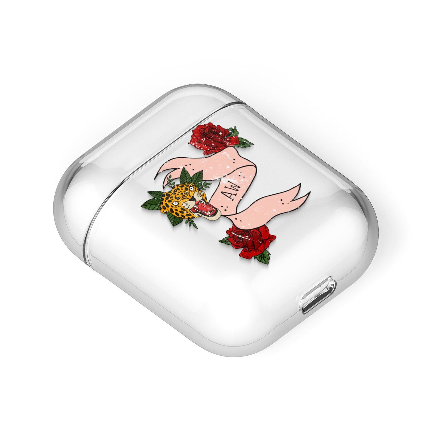 Floral Scroll Custom AirPods Case Laid Flat