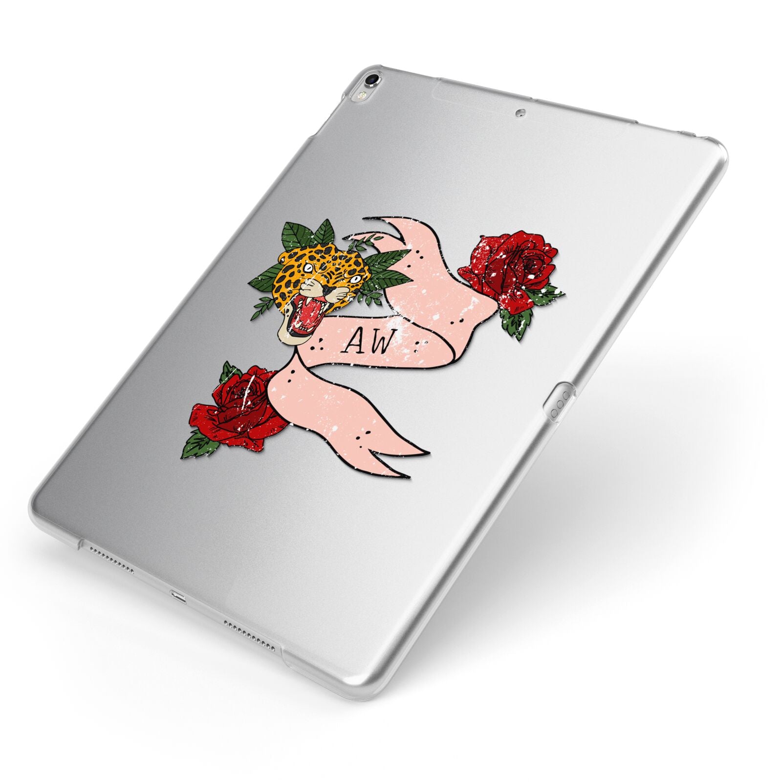 Floral Scroll Custom Apple iPad Case on Silver iPad Side View