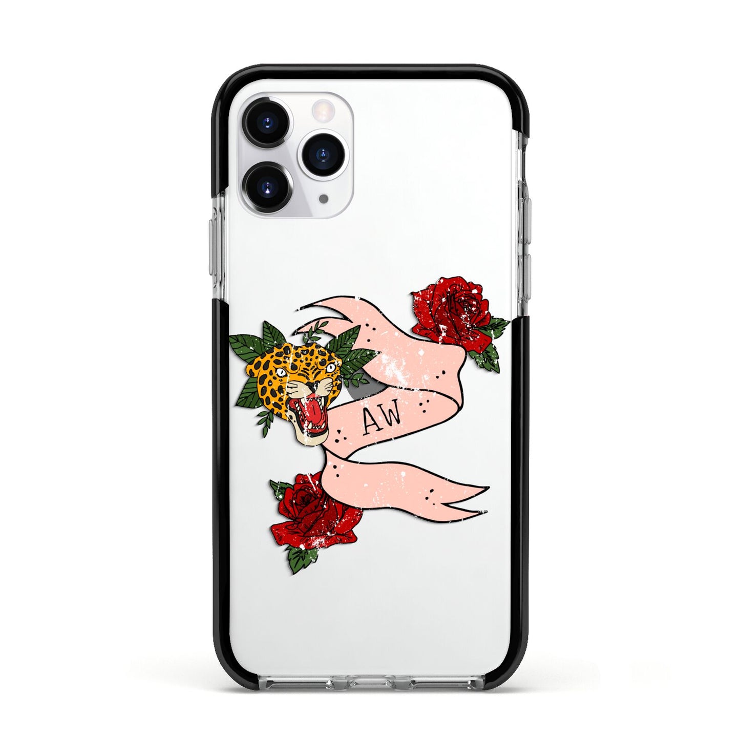 Floral Scroll Custom Apple iPhone 11 Pro in Silver with Black Impact Case