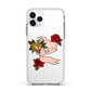 Floral Scroll Custom Apple iPhone 11 Pro in Silver with White Impact Case
