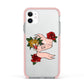 Floral Scroll Custom Apple iPhone 11 in White with Pink Impact Case