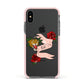 Floral Scroll Custom Apple iPhone Xs Impact Case Pink Edge on Black Phone