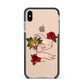 Floral Scroll Custom Apple iPhone Xs Max Impact Case Black Edge on Gold Phone