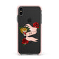 Floral Scroll Custom Apple iPhone Xs Max Impact Case Pink Edge on Black Phone