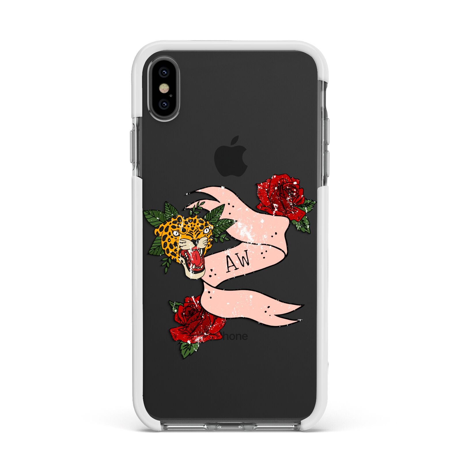 Floral Scroll Custom Apple iPhone Xs Max Impact Case White Edge on Black Phone