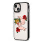 Floral Scroll Custom iPhone 13 Black Impact Case Side Angle on Silver phone