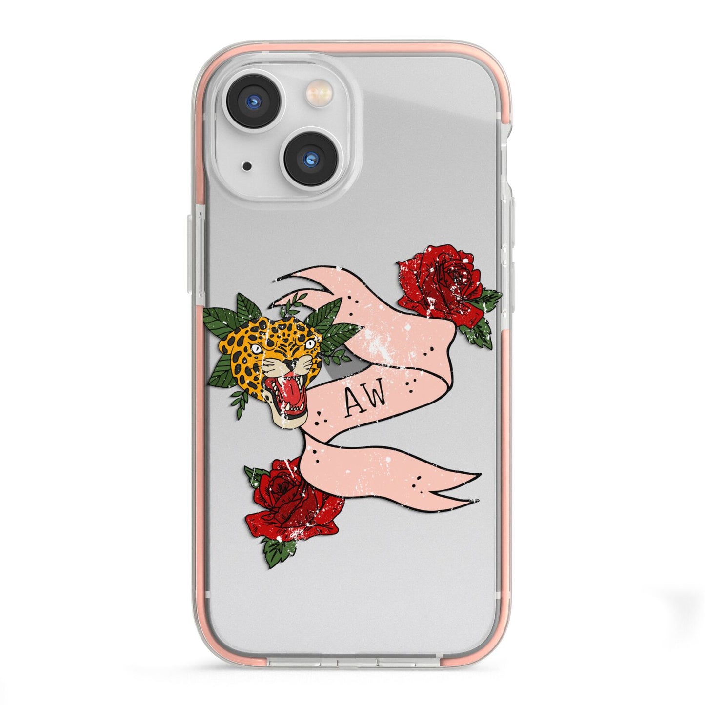 Floral Scroll Custom iPhone 13 Mini TPU Impact Case with Pink Edges