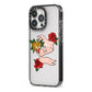 Floral Scroll Custom iPhone 13 Pro Black Impact Case Side Angle on Silver phone