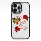 Floral Scroll Custom iPhone 13 Pro Black Impact Case on Silver phone