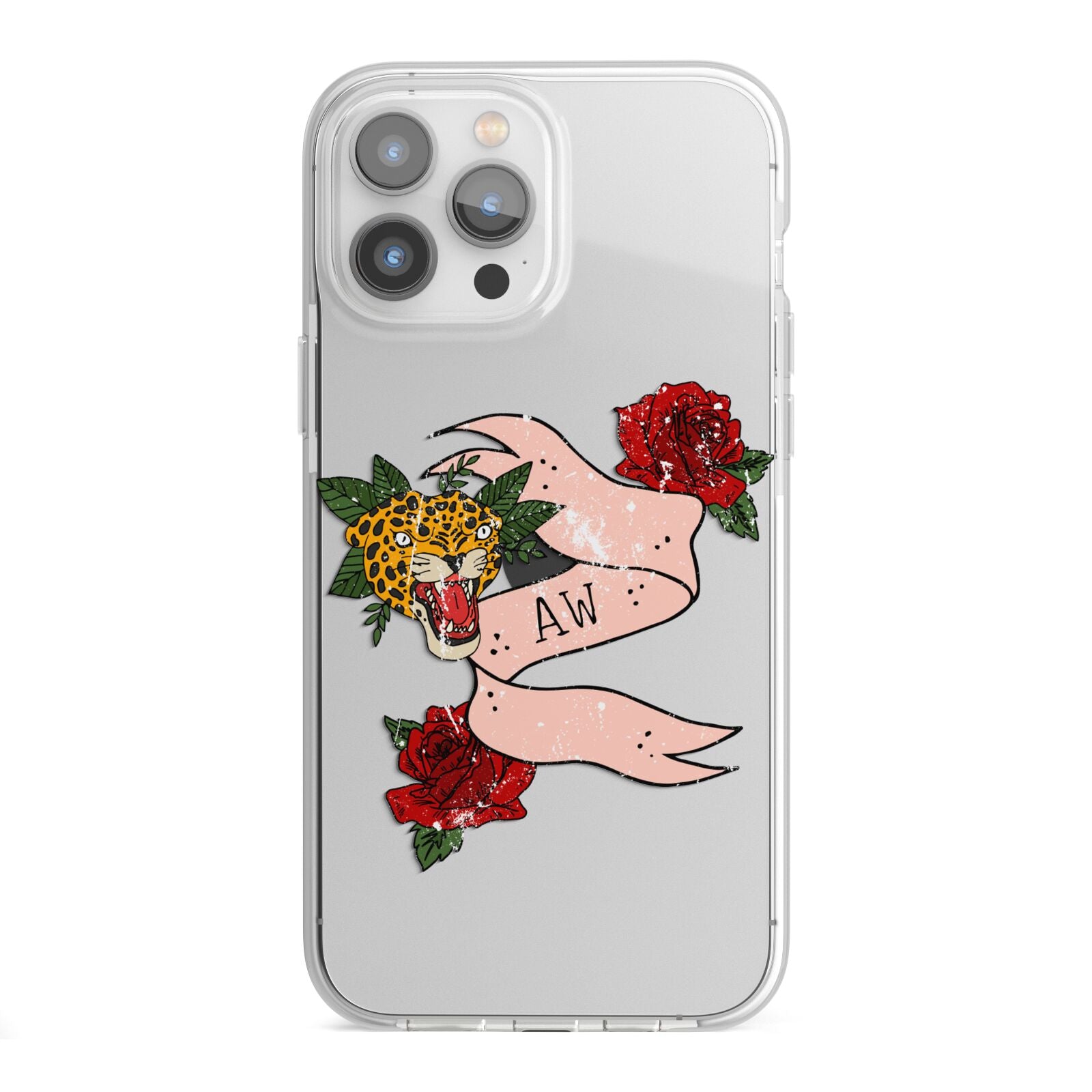 Floral Scroll Custom iPhone 13 Pro Max TPU Impact Case with White Edges