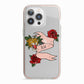 Floral Scroll Custom iPhone 13 Pro TPU Impact Case with Pink Edges
