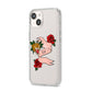 Floral Scroll Custom iPhone 14 Clear Tough Case Starlight Angled Image