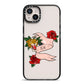 Floral Scroll Custom iPhone 14 Plus Black Impact Case on Silver phone