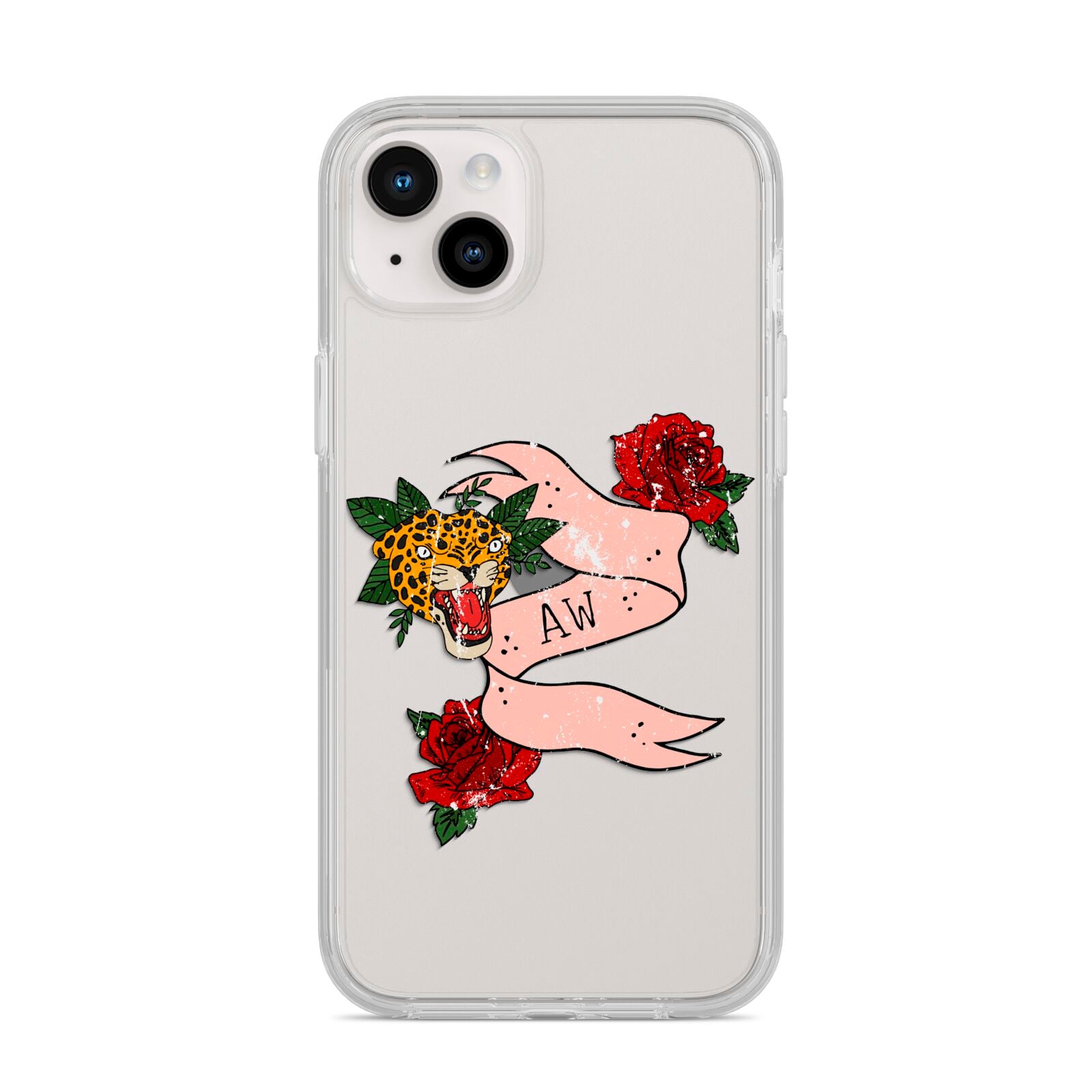 Floral Scroll Custom iPhone 14 Plus Clear Tough Case Starlight