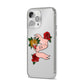 Floral Scroll Custom iPhone 14 Pro Max Clear Tough Case Silver Angled Image