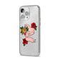 Floral Scroll Custom iPhone 14 Pro Max Glitter Tough Case Silver Angled Image