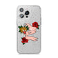 Floral Scroll Custom iPhone 14 Pro Max Glitter Tough Case Silver