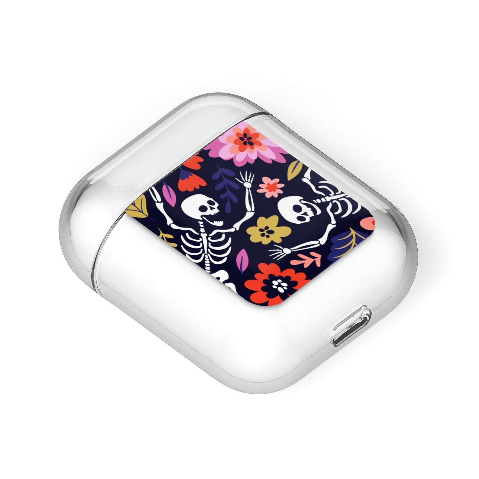 Floral Skeleton AirPods Case Laid Flat
