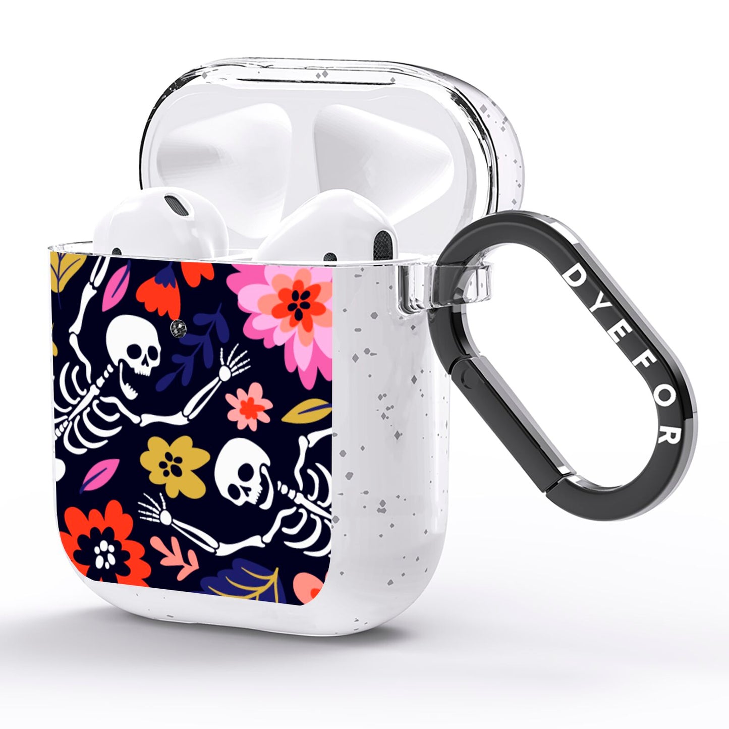 Floral Skeleton AirPods Glitter Case Side Image