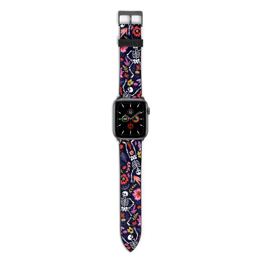 Floral Skeleton Apple Watch Strap with Space Grey Hardware