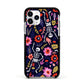 Floral Skeleton Apple iPhone 11 Pro in Silver with Black Impact Case