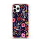 Floral Skeleton Apple iPhone 11 Pro in Silver with Pink Impact Case