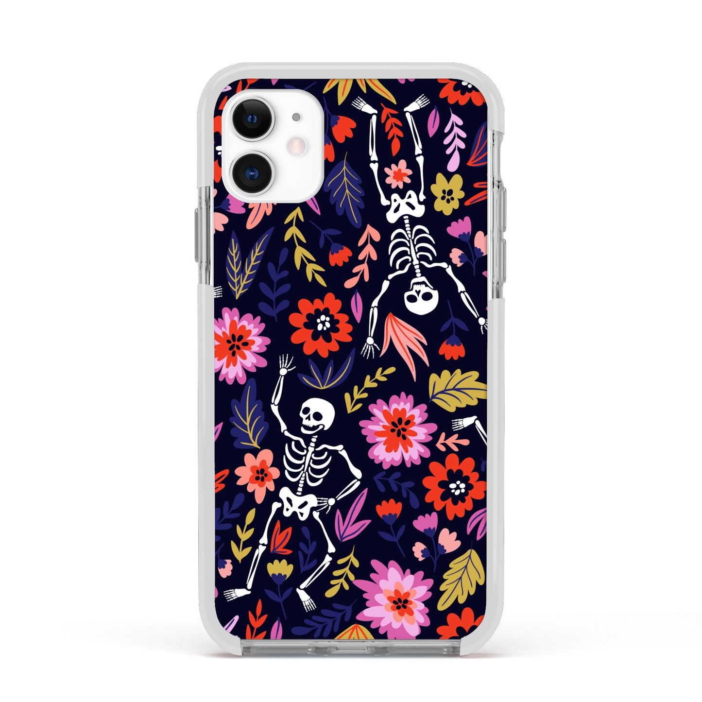 Floral Skeleton Apple iPhone 11 in White with White Impact Case