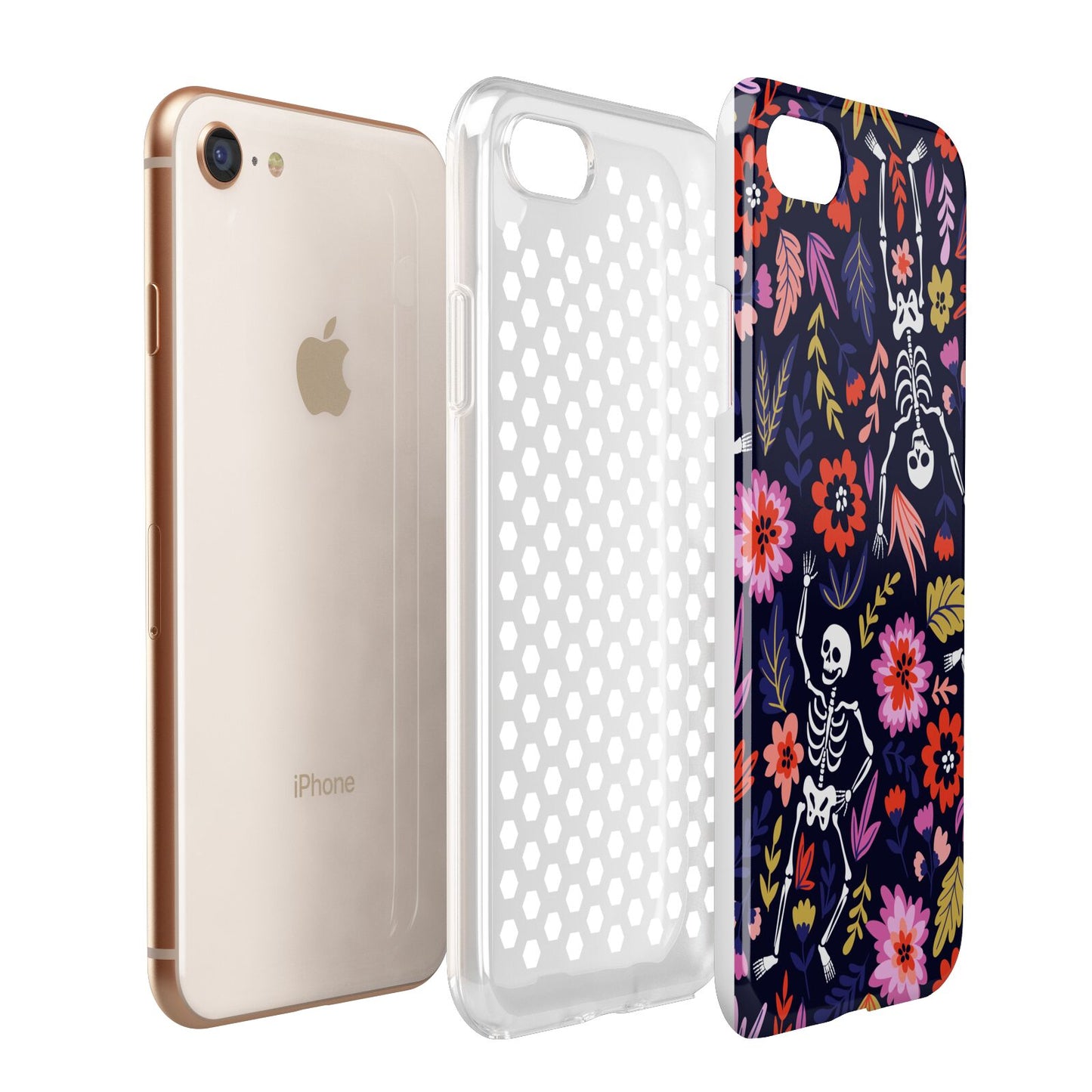 Floral Skeleton Apple iPhone 7 8 3D Tough Case Expanded View