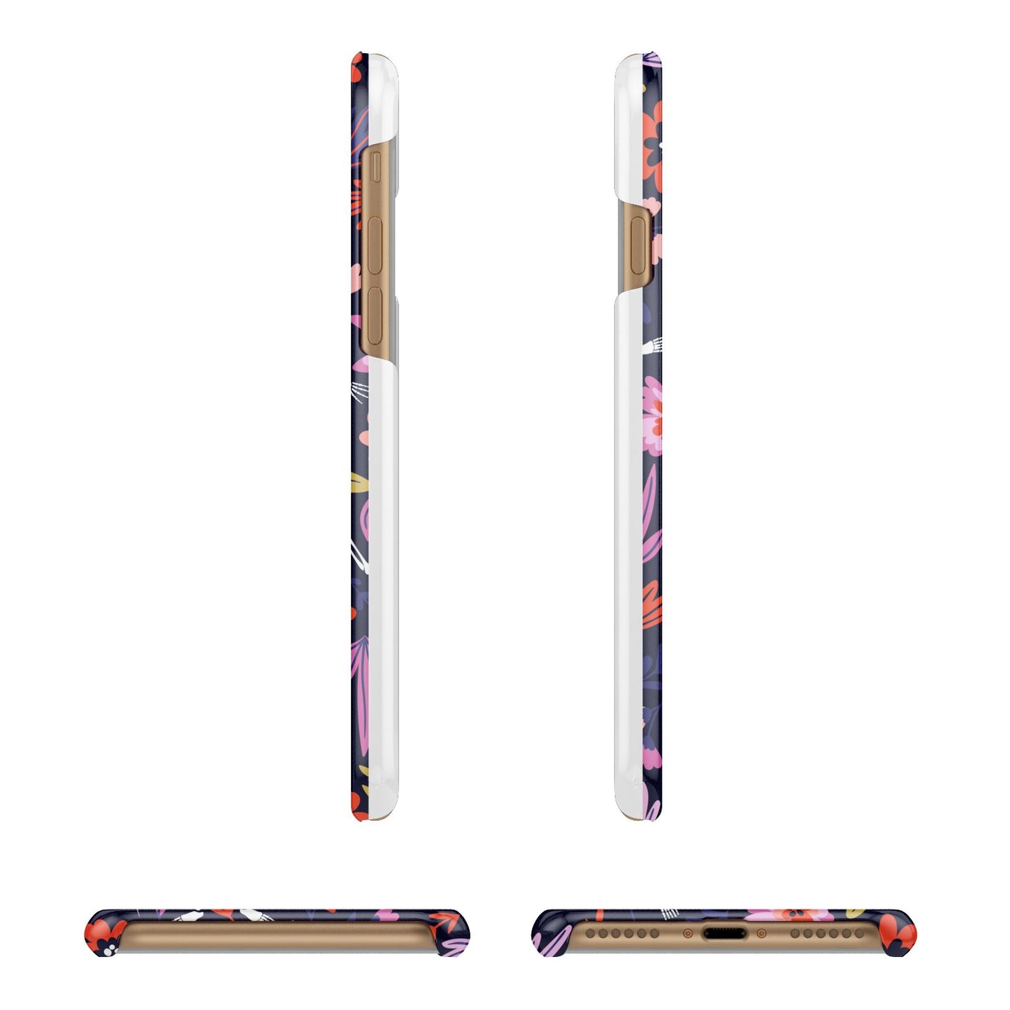 Floral Skeleton Apple iPhone 7 8 3D Wrap Snap Case Angled Images