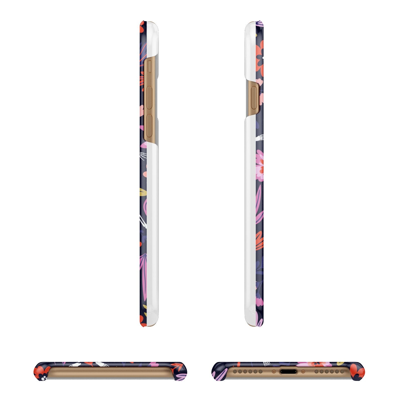 Floral Skeleton Apple iPhone 7 8 3D Wrap Snap Case Angled Images