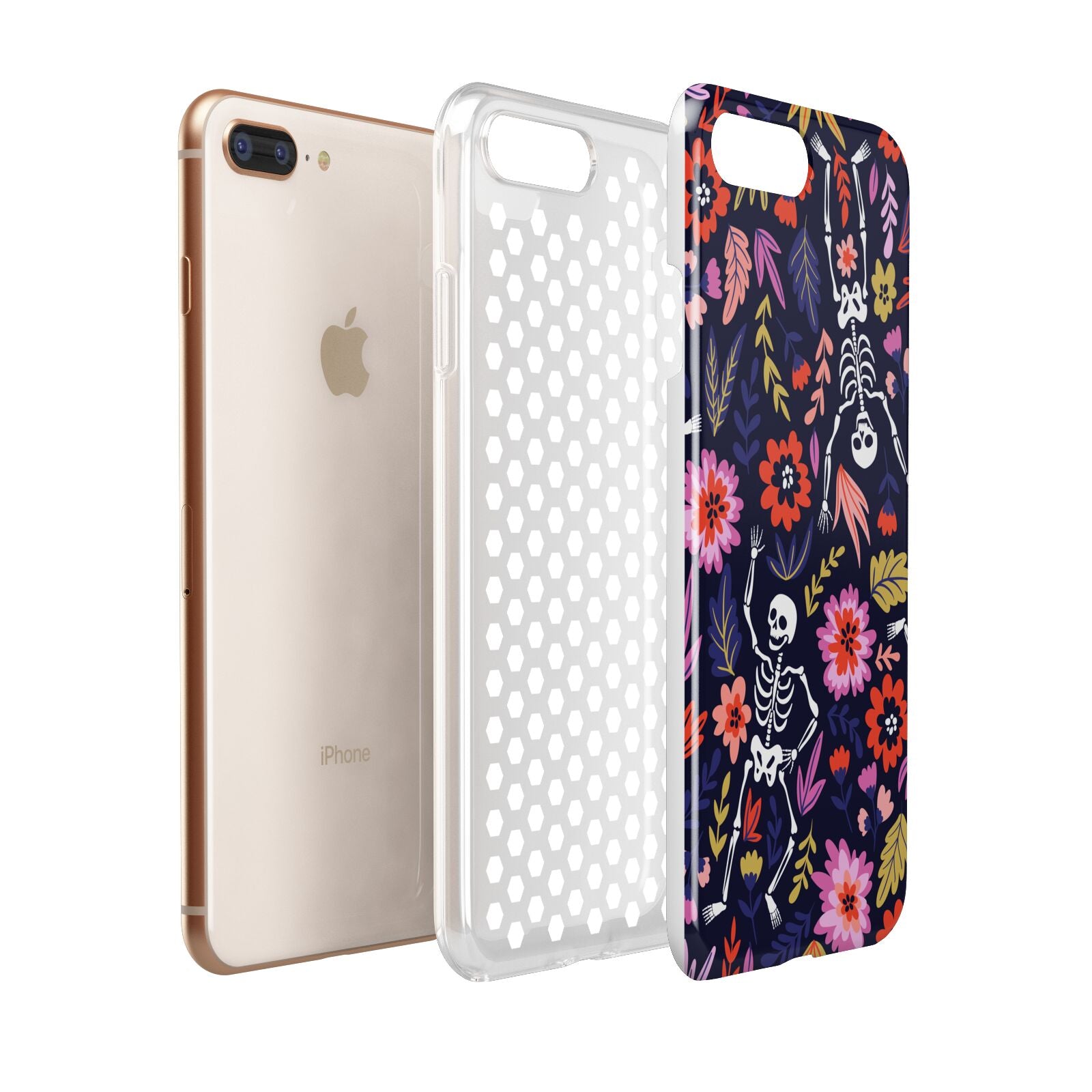 Floral Skeleton Apple iPhone 7 8 Plus 3D Tough Case Expanded View