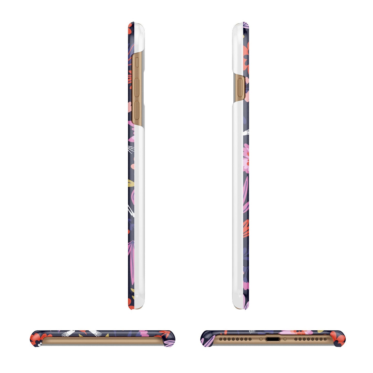 Floral Skeleton Apple iPhone 7 Plus 3D Wrap Snap Case Angled Images