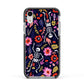 Floral Skeleton Apple iPhone XR Impact Case Black Edge on Silver Phone