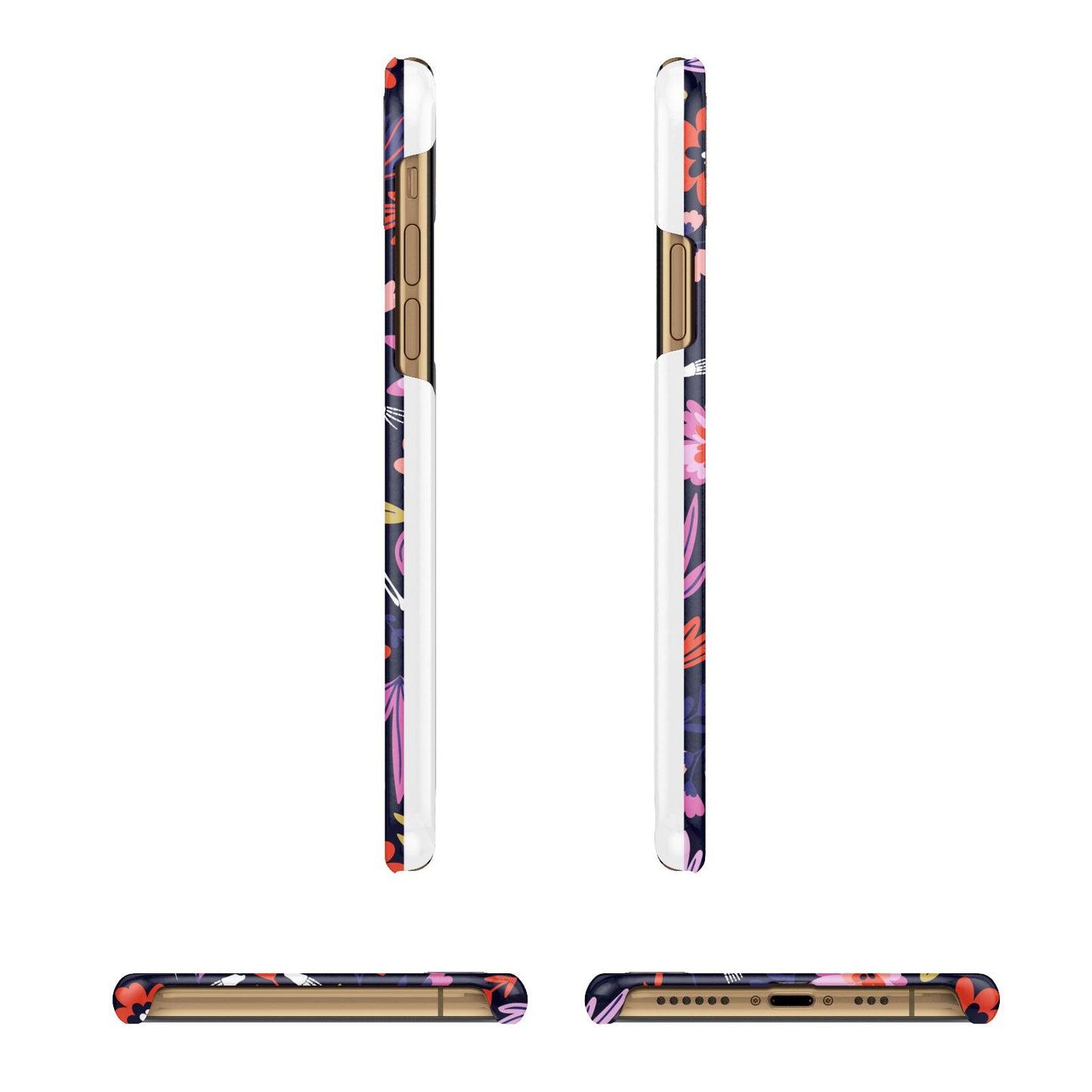 Floral Skeleton Apple iPhone Xs 3D Wrap Snap Case Angled Images