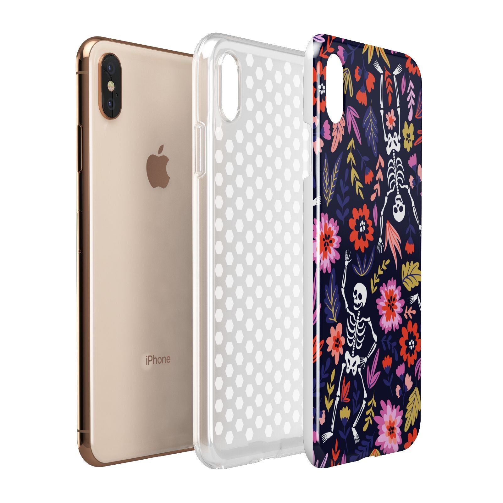 Floral Skeleton Apple iPhone Xs Max 3D Tough Case Expanded View
