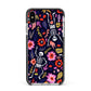 Floral Skeleton Apple iPhone Xs Max Impact Case Black Edge on Silver Phone