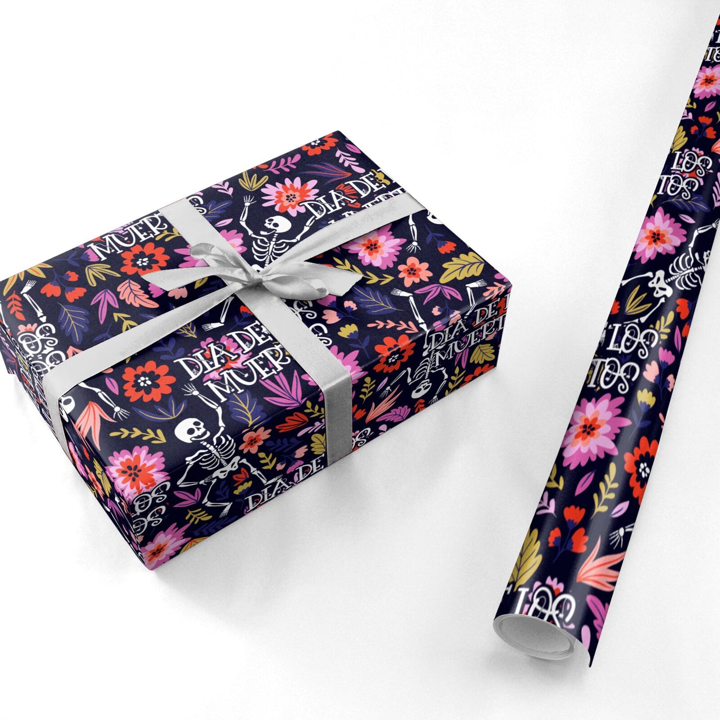 Floral Skeleton Personalised Wrapping Paper