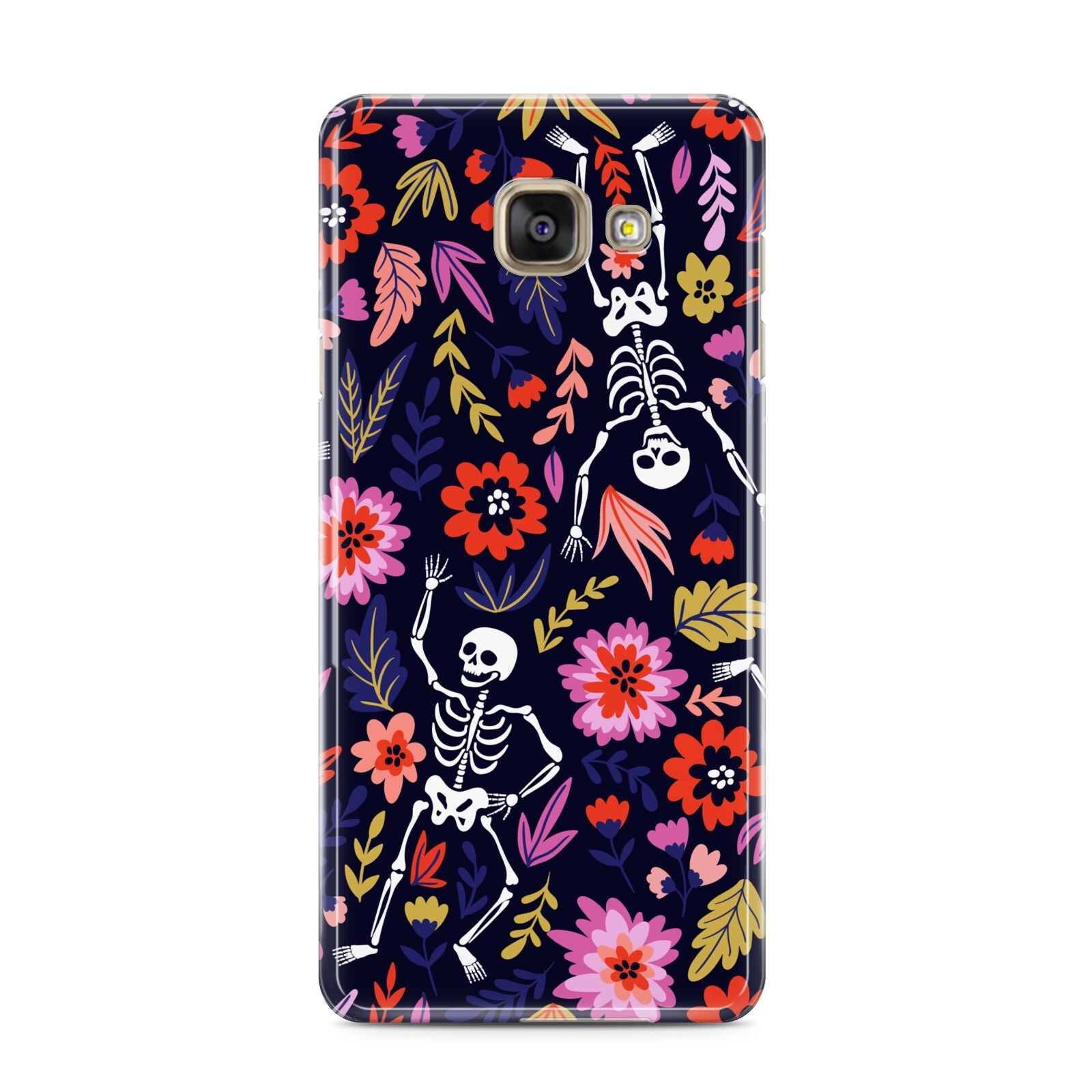 Floral Skeleton Samsung Galaxy A3 2016 Case on gold phone