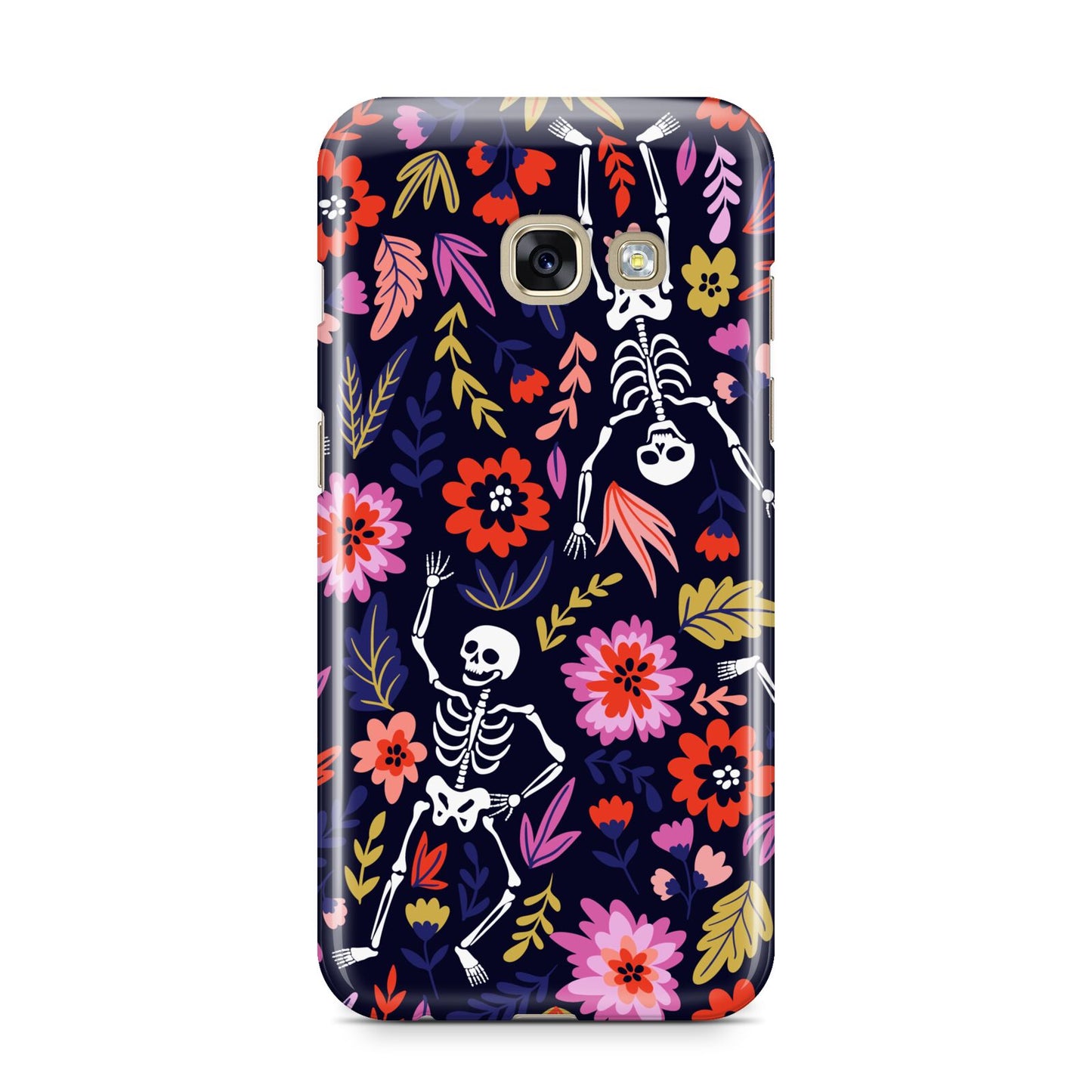 Floral Skeleton Samsung Galaxy A3 2017 Case on gold phone