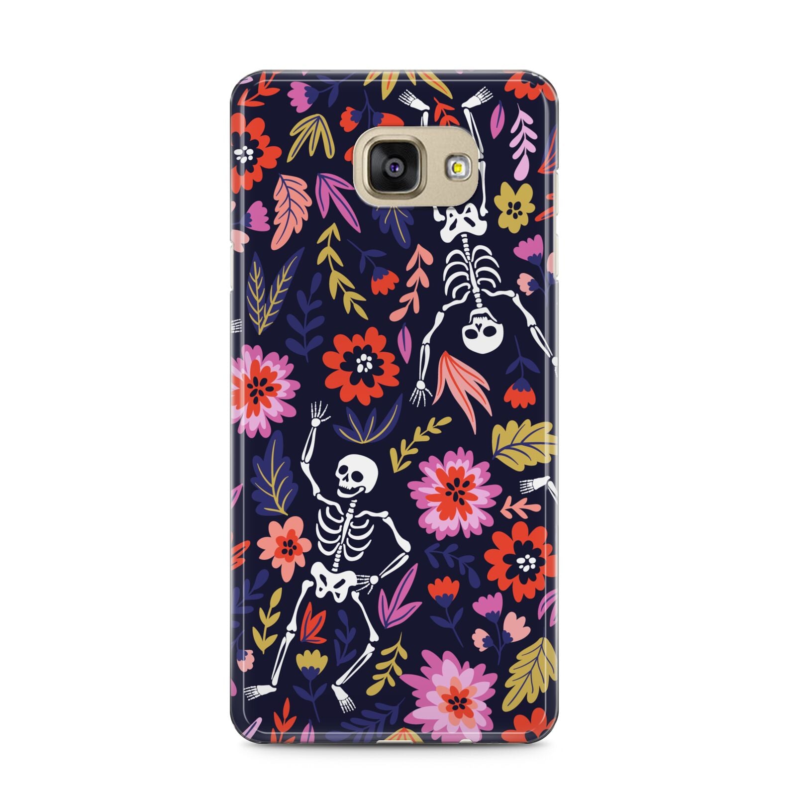 Floral Skeleton Samsung Galaxy A5 2016 Case on gold phone