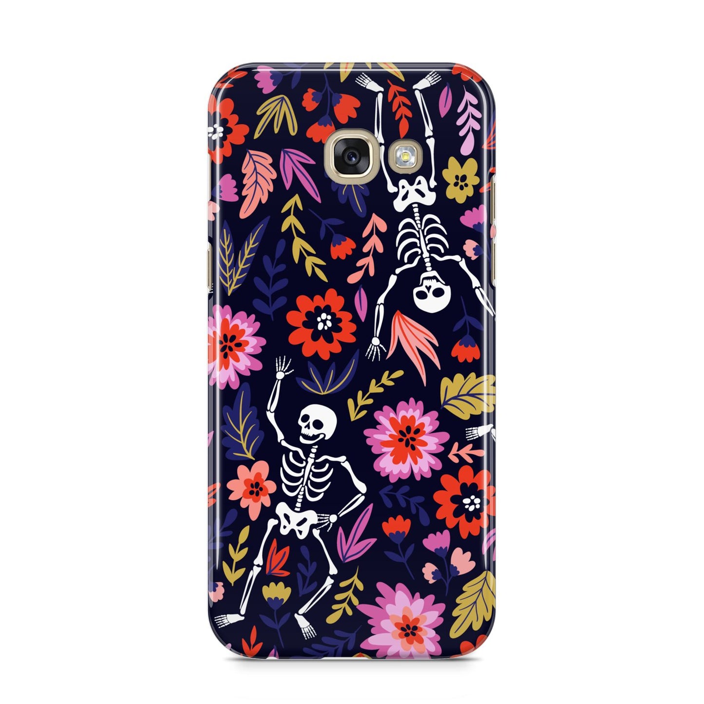 Floral Skeleton Samsung Galaxy A5 2017 Case on gold phone