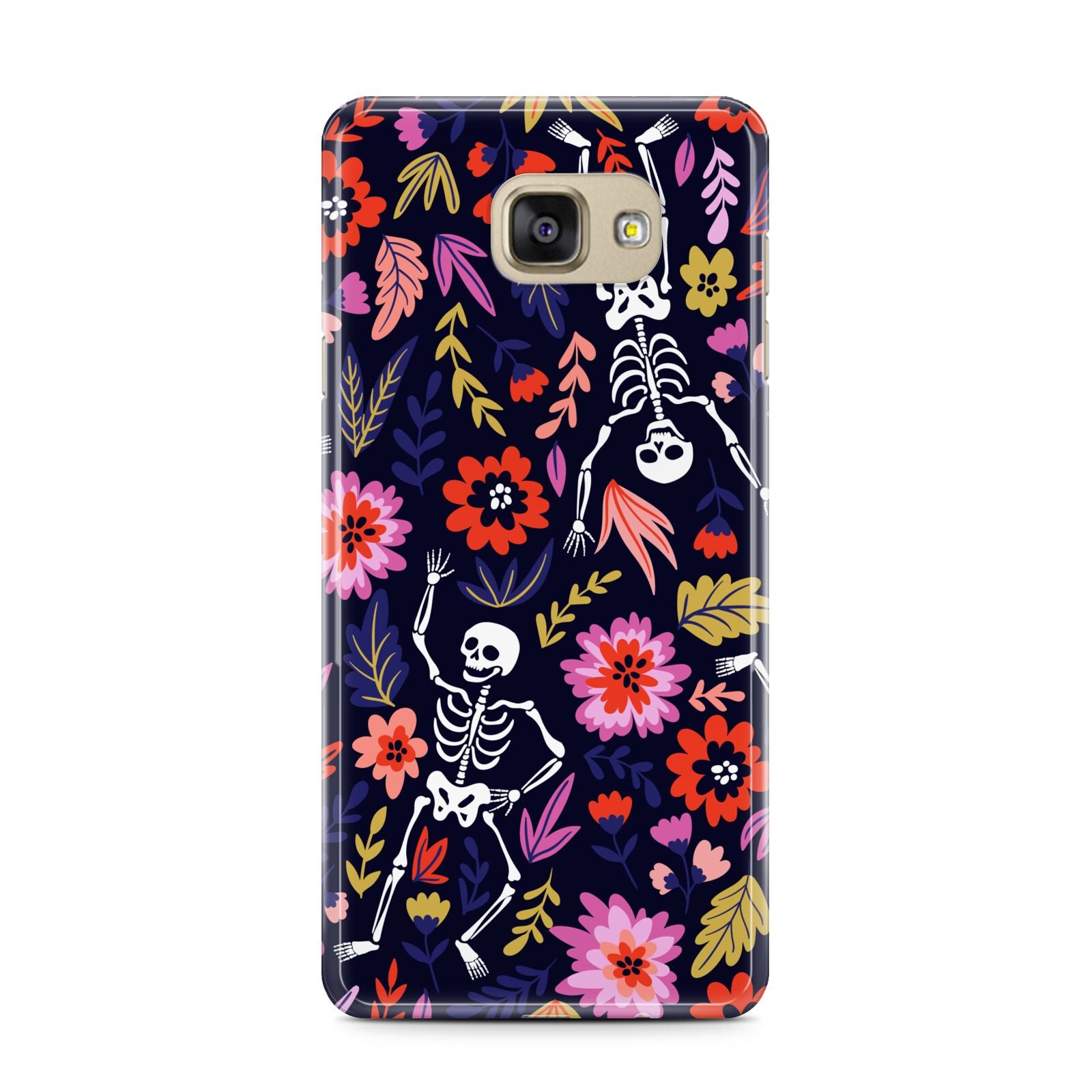 Floral Skeleton Samsung Galaxy A7 2016 Case on gold phone