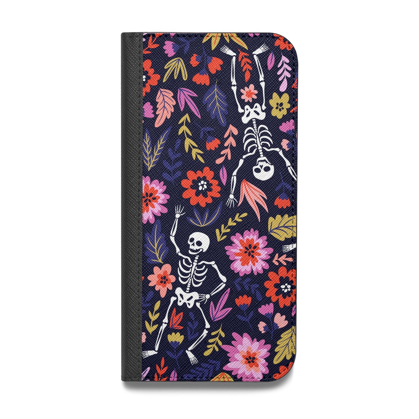 Floral Skeleton Vegan Leather Flip Samsung Case