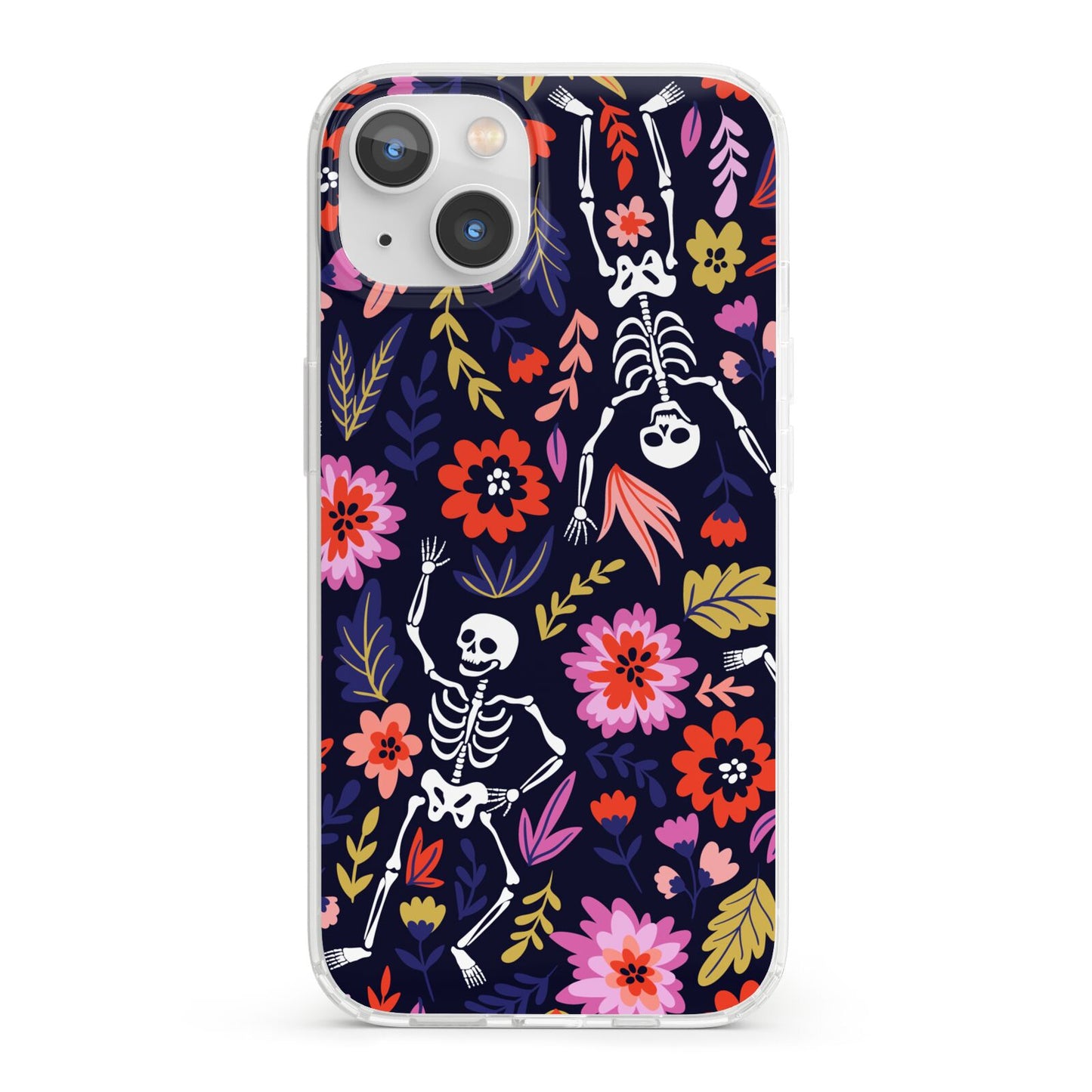Floral Skeleton iPhone 13 Clear Bumper Case