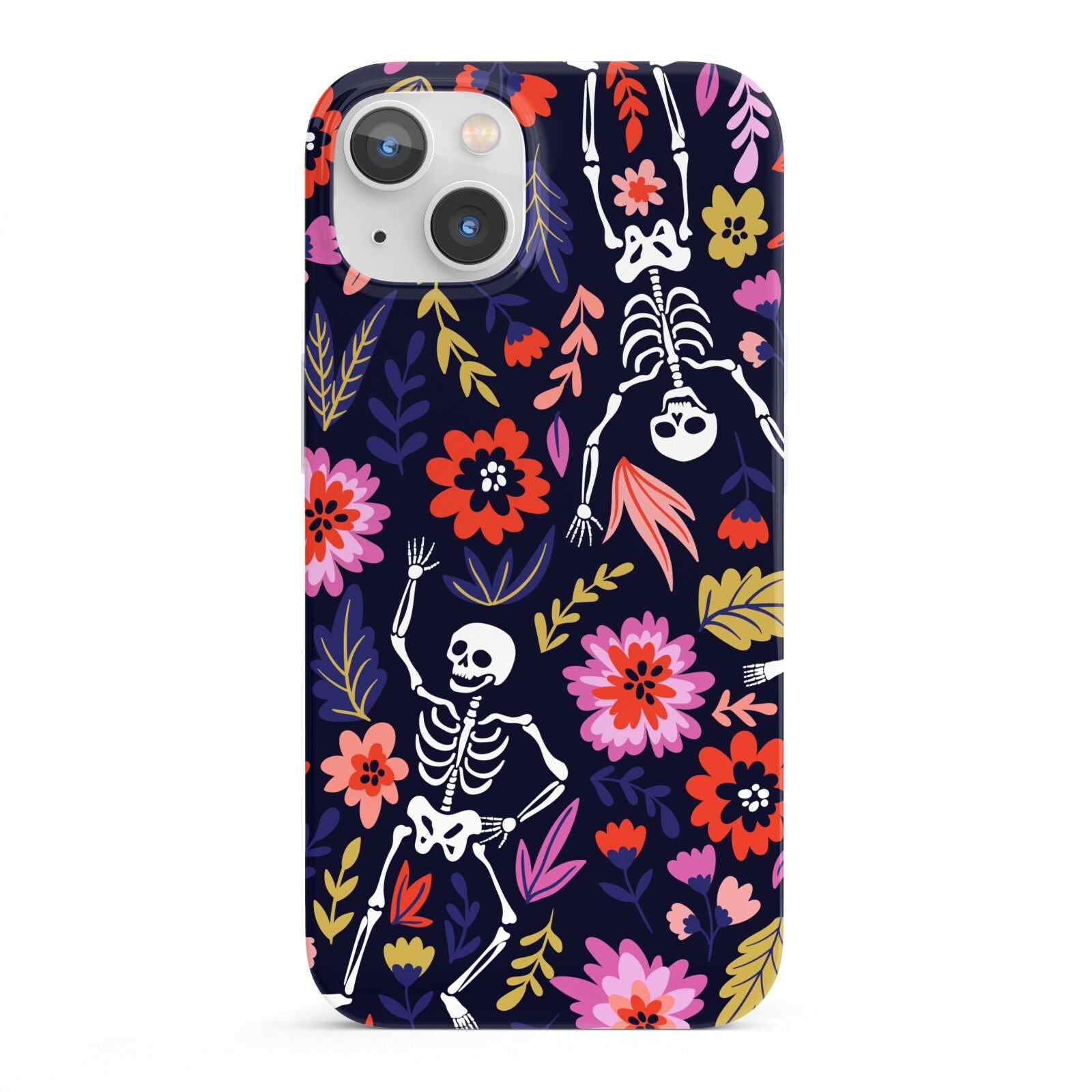 Floral Skeleton iPhone 13 Full Wrap 3D Snap Case